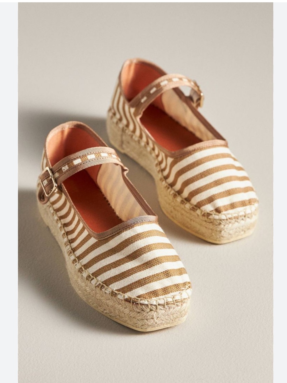 Anthropologie Maeve Striped Mary Jane Espadrille Flats